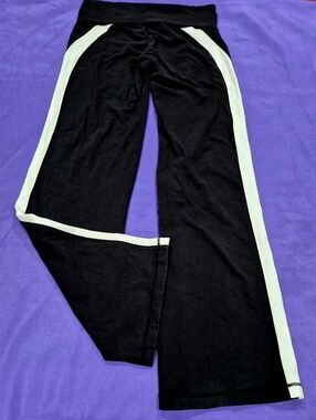 Bebe Sport Logo Black/ White Foldover Sweatpants - Medium/Tall (32.5" inseam)